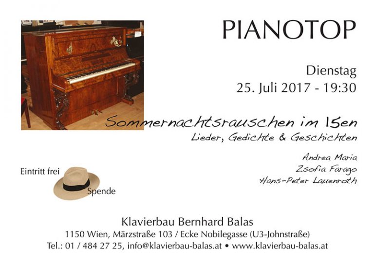 Auftritt in der Klavierwerkstatt Balas, Wien, am 25. Juli 2017
